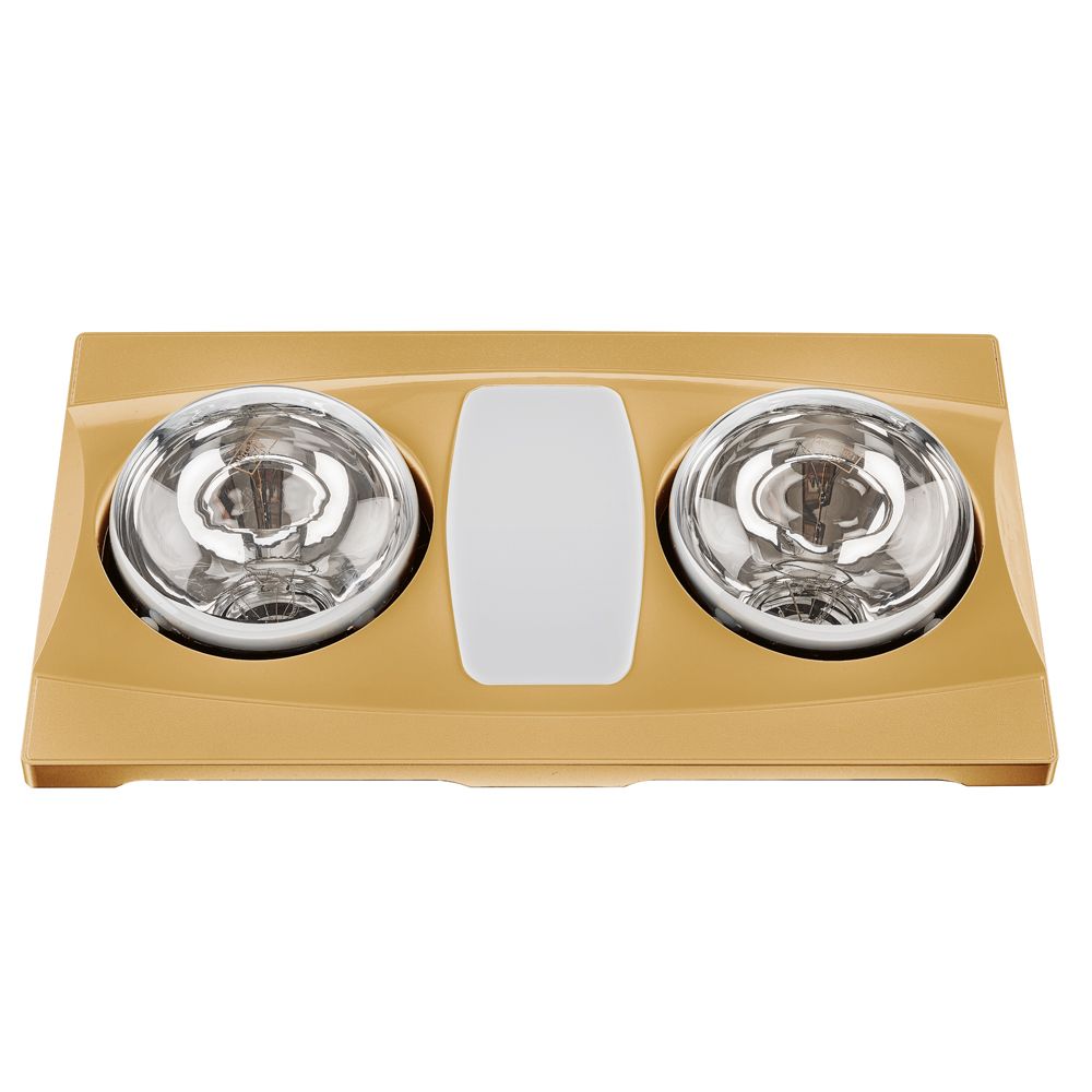 Aero Pure Fans A515A SG Quiet 2 Bulb Heater with LED & Ventilation in Satin Gold